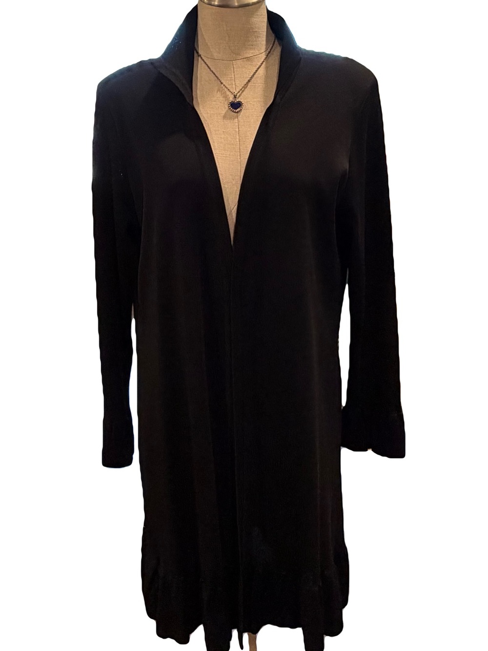 Misook Black Long Open-Front Cardigan